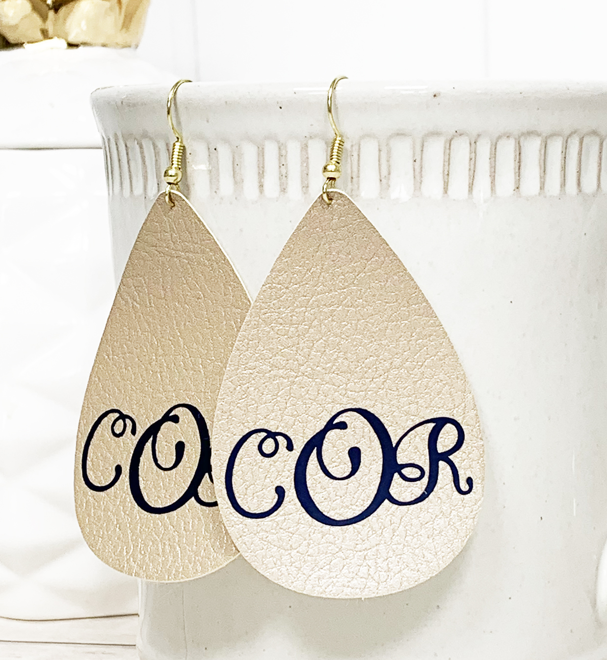 Monogrammed Leather Earrings Cricut