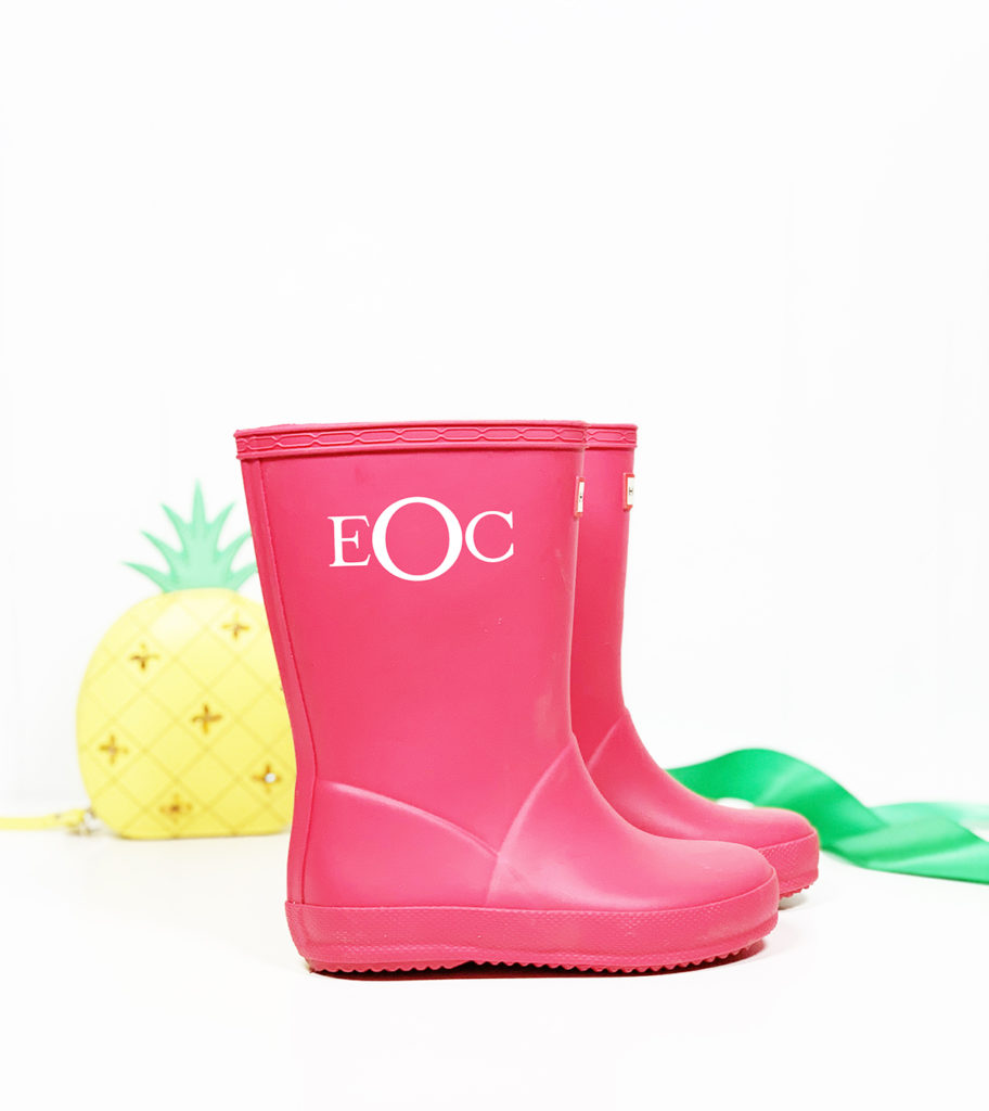Pink Monogrammed Rain Boots for Toddler Girl with Cricut Vinyl