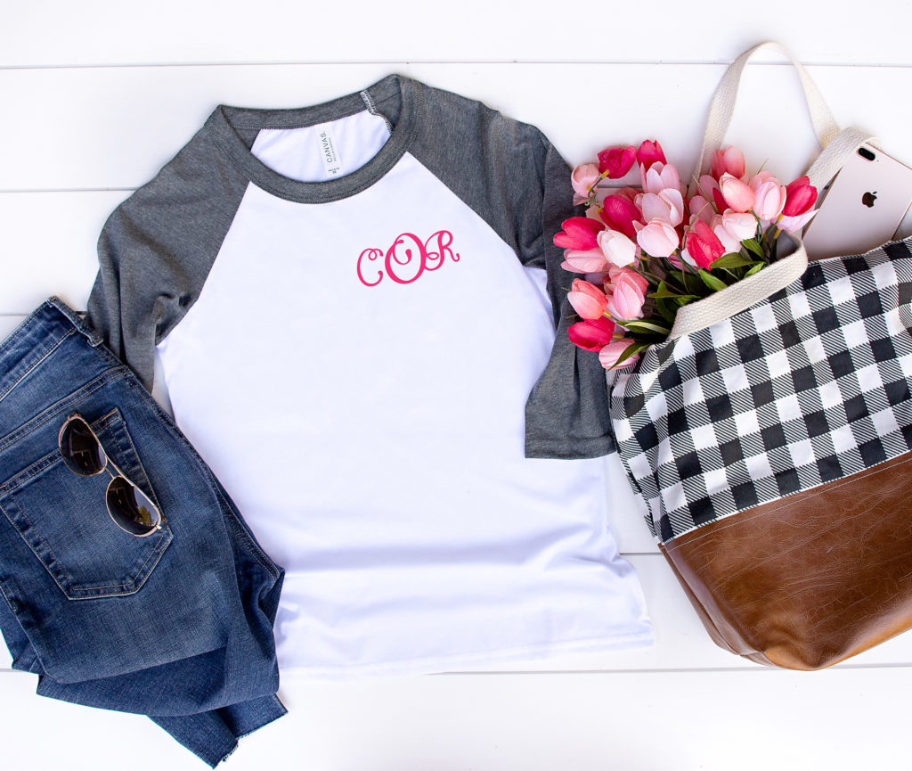 Monogram Shirt with Flowers Cricut Iron On
