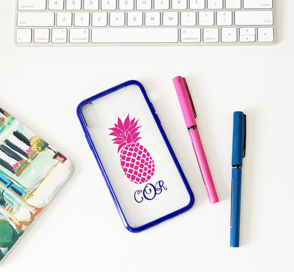 Custom Personalized Phone Case with Pineapple and Monogram with Cricut Vinyl