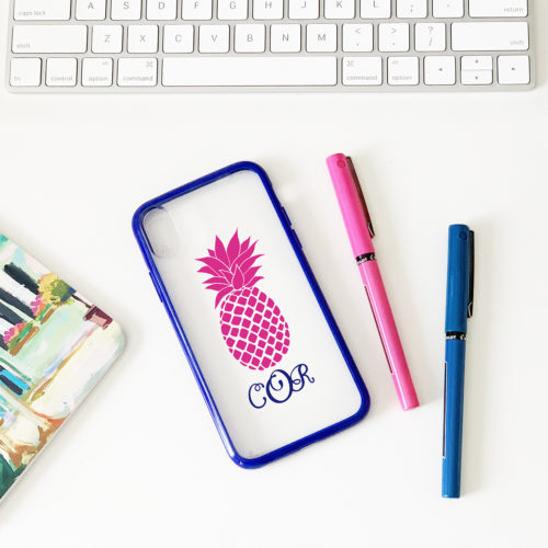 Custom Personalized Phone Case with Pineapple and Monogram with Cricut Vinyl