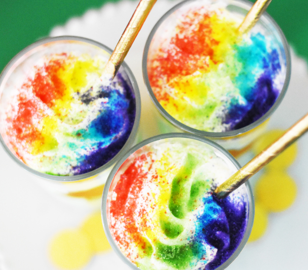Homemade Shamrock Shake Recipe with Gold Shamrocks and Rainbow Sprinkles by Pineapple Paper Co.