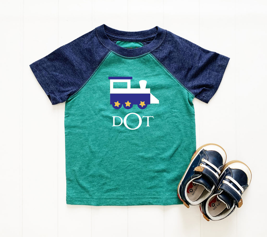 Toddler Boy Shirt with Train and Monogram with Cricut Vinyl