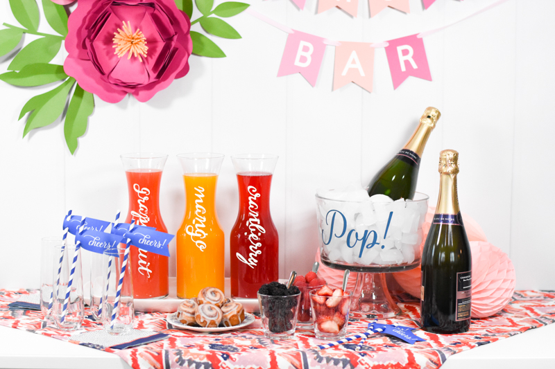 DIY Mimosa Bar with Simple Ingredients and How to Make Mimosa Bar Decorations with your Cricut by Pineapple Paper Co.