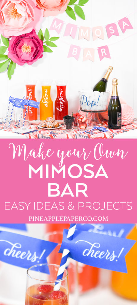 DIY Mimosa Bar with Simple Ingredients and How to Make Mimosa Bar Decorations with your Cricut by Pineapple Paper Co.