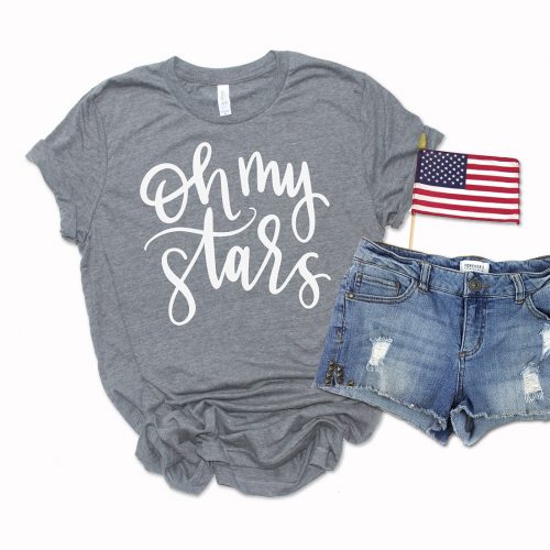 Free Oh My Stars SVG for DIY Patriotic Shirts with Cricut and Silhouette by Pineapple Paper Co.