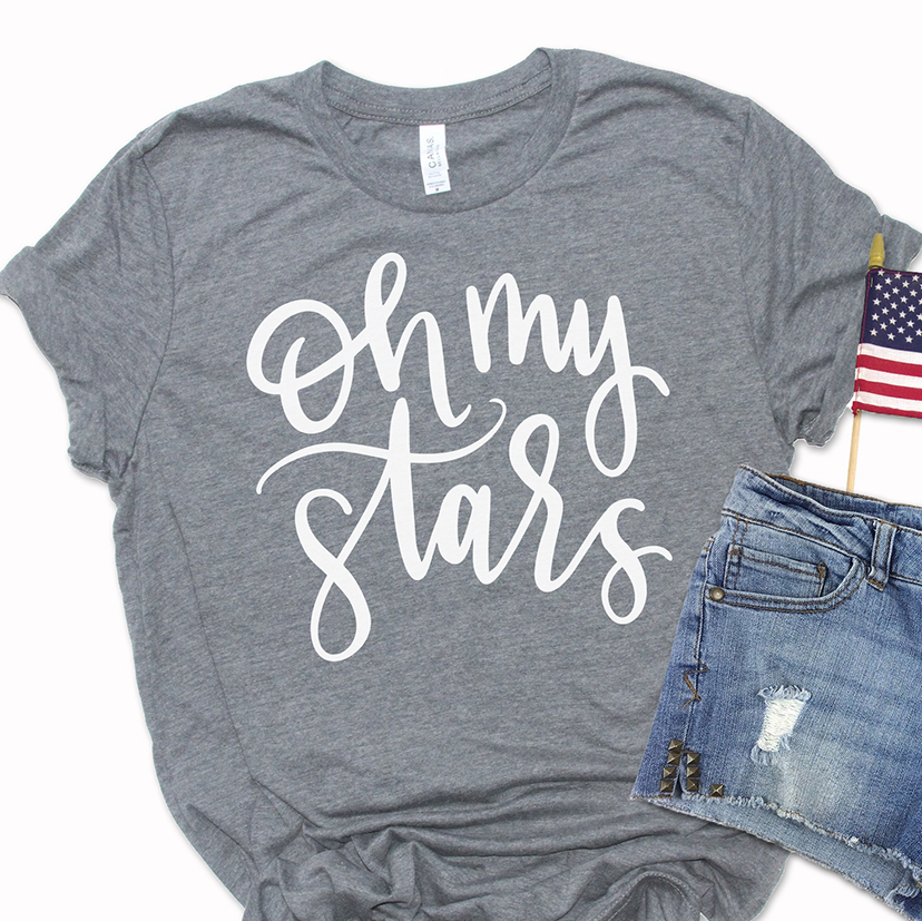 Free Oh My Stars SVG for DIY Patriotic Shirts with Cricut and Silhouette by Pineapple Paper Co.