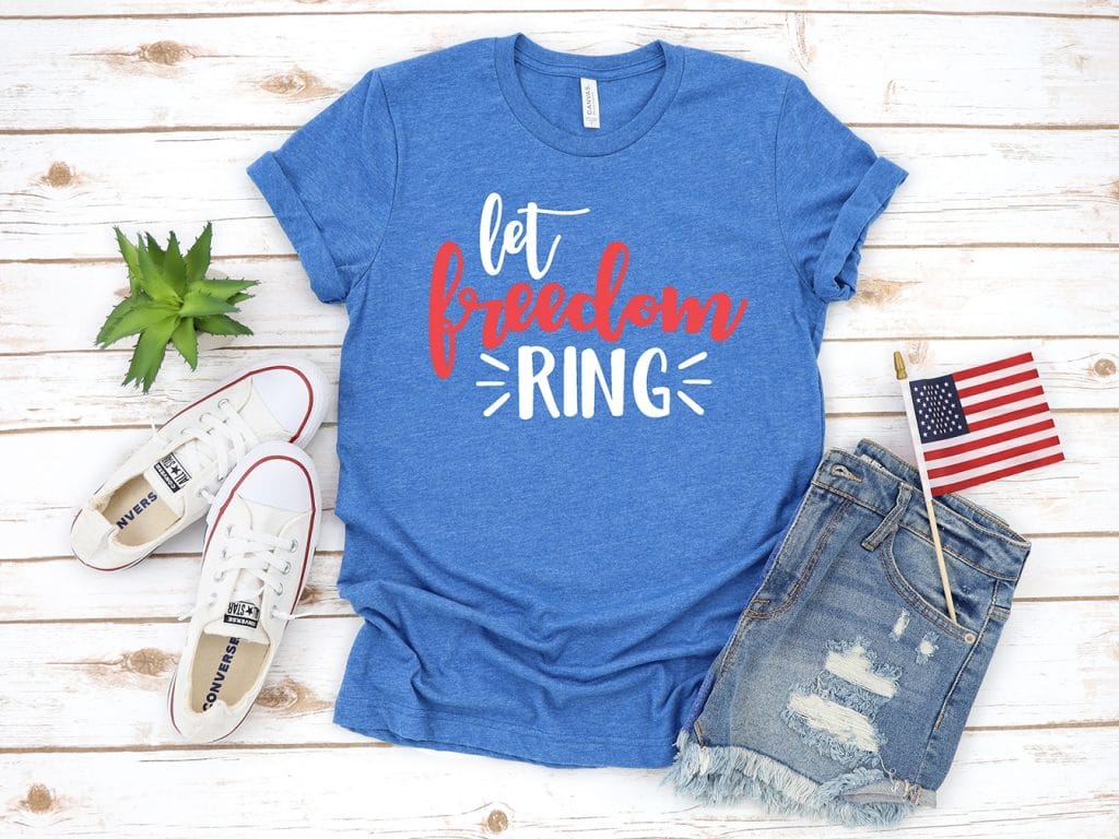 Free Let Freedom Ring SVG for 4th of July Shirts & Crafts with your Cricut and Silhouette Machine by Pineapple Paper Co.
