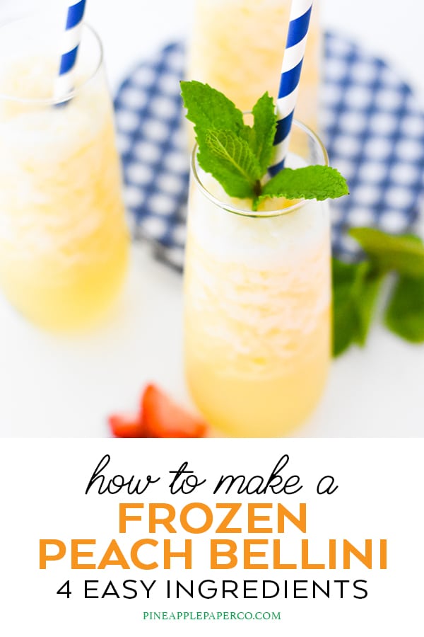 Frozen Peach Bellini Recipe by Pineapple Paper Co.