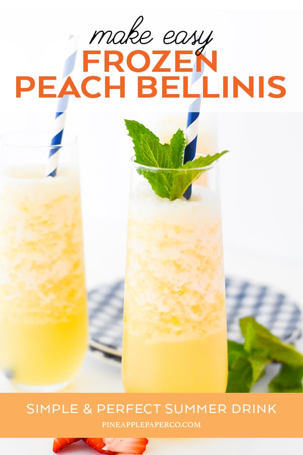 Frozen Peach Bellini Recipe by Pineapple Paper Co.