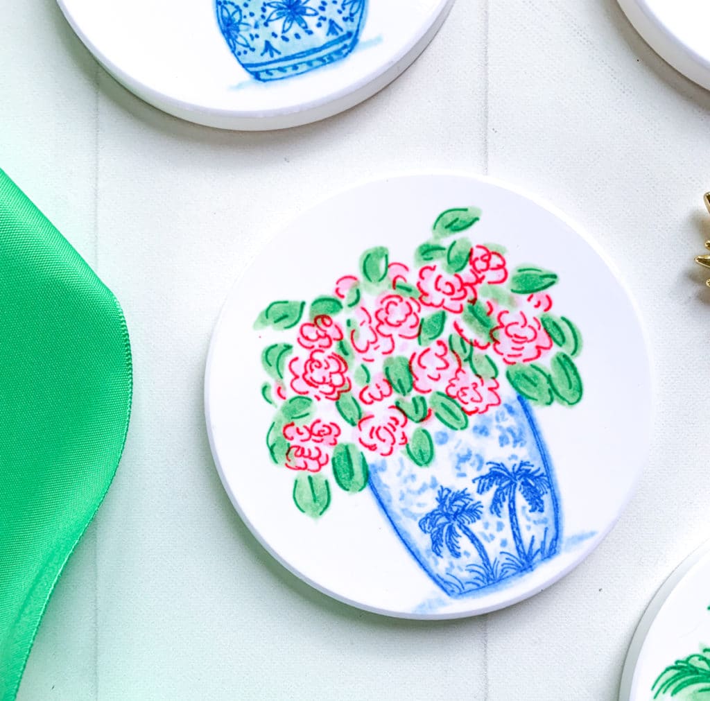 Cricut Infusible Ink DIY Watercolor Ceramic Coasters by Pineapple Paper Co.