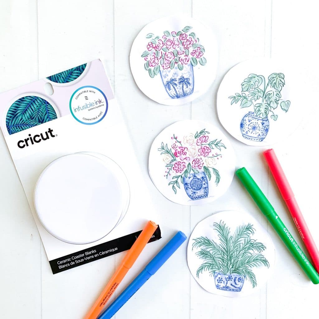 Cricut Infusible Ink DIY Watercolor Ceramic Coasters by Pineapple Paper Co.