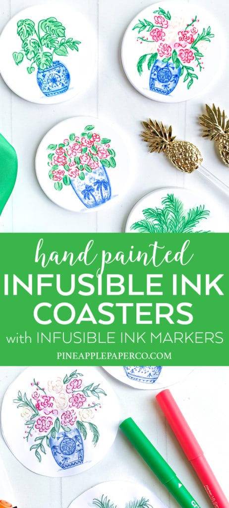 Cricut Infusible Ink DIY Watercolor Ceramic Coasters by Pineapple Paper Co.