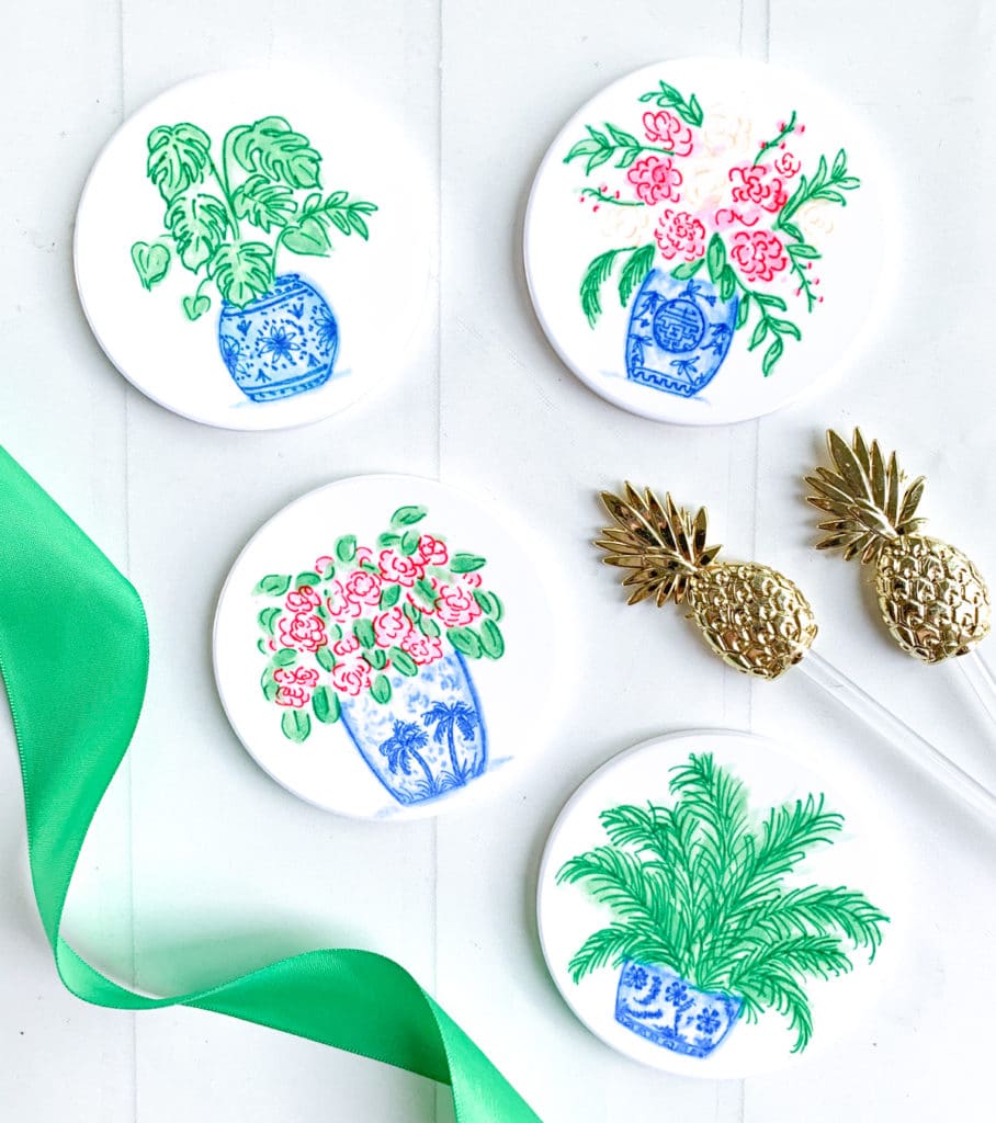 Cricut Infusible Ink DIY Watercolor Ceramic Coasters by Pineapple Paper Co.