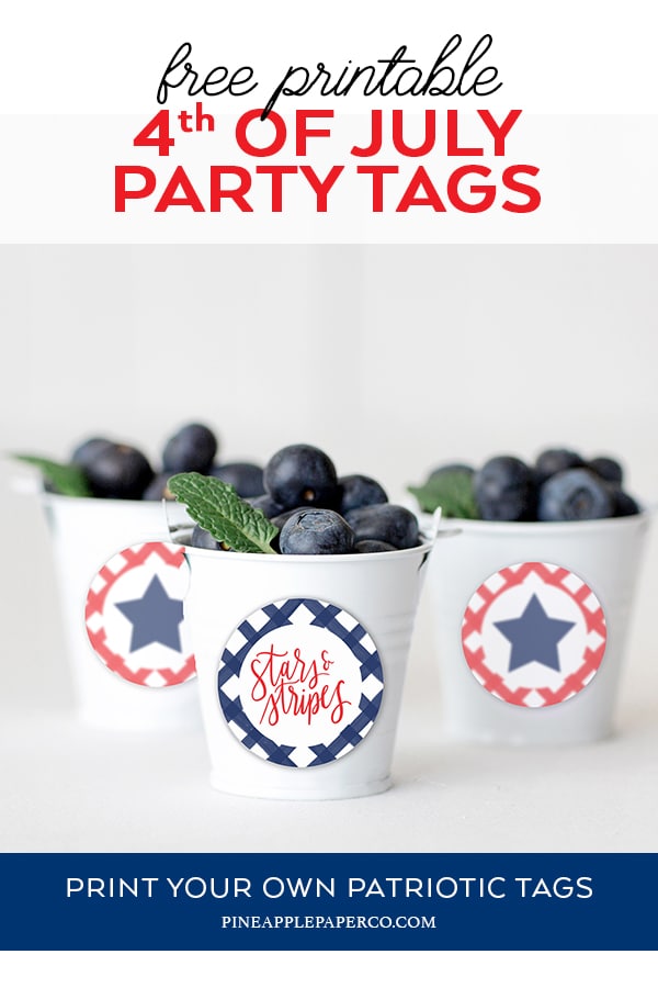 Free Patriotic 4th of July Printable Cupcake Toppers and Party Tags by Pineapple Paper Co.