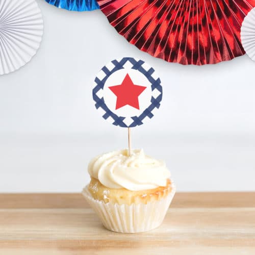 Free Patriotic 4th of July Printable Cupcake Toppers and Party Tags by Pineapple Paper Co.