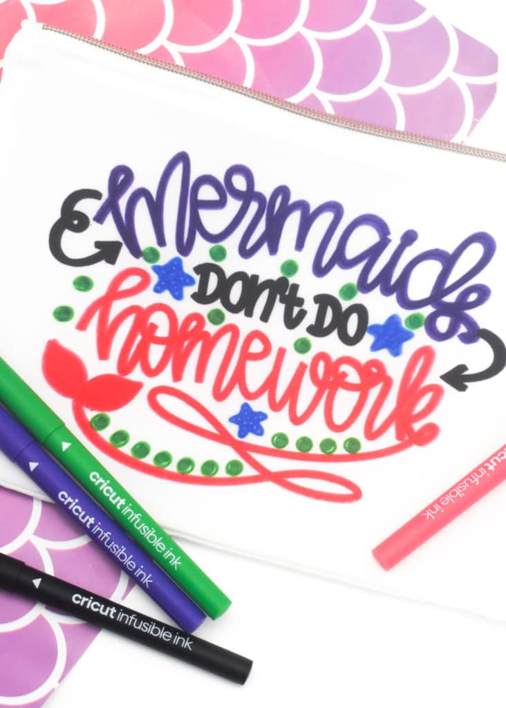 Make DIY Mermaid School Supplies with Cricut Infusible Ink - Mermaid Pencil Case by Pineapple Paper Co.