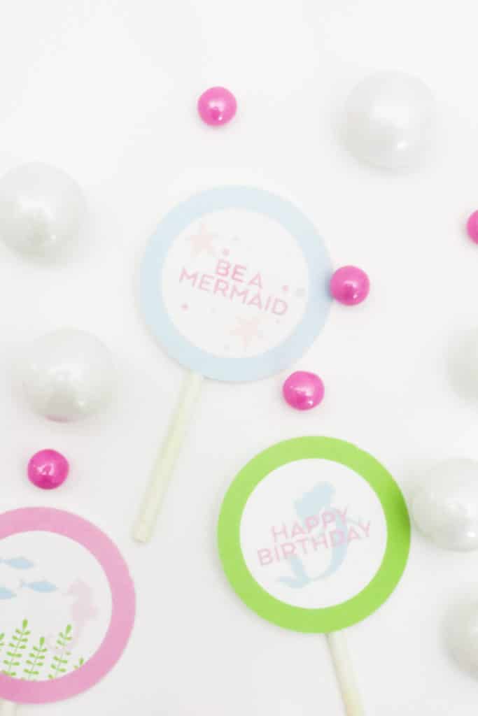 Free Printable Mermaid Cupcake Toppers by Pineapple Paper Co.