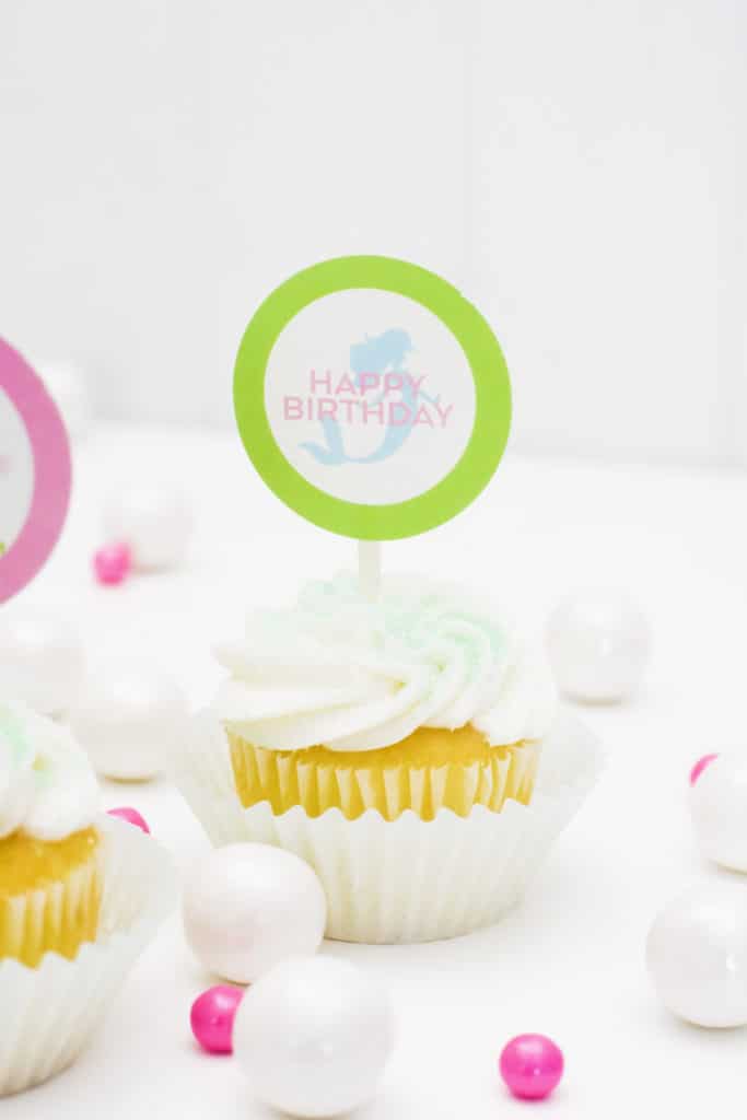 Free Printable Mermaid Cupcake Toppers by Pineapple Paper Co.