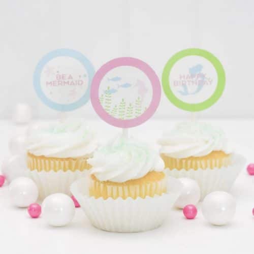 Free Printable Mermaid Cupcake Toppers by Pineapple Paper Co.