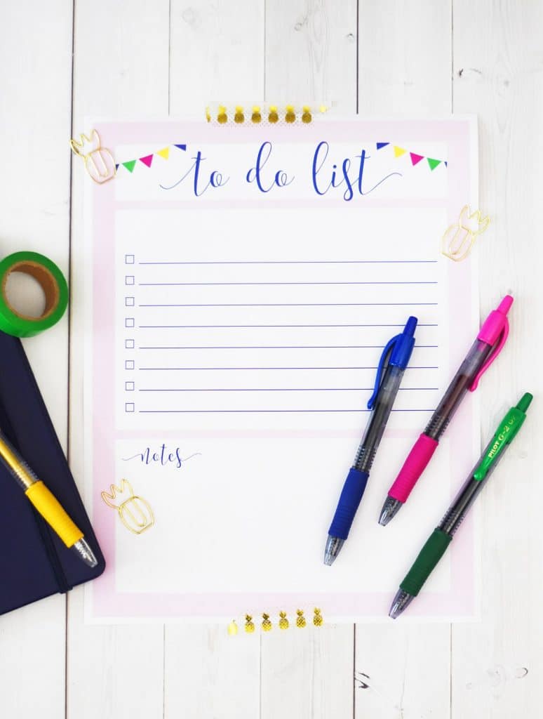 Free Printable To Do List by Pineapple Paper Co. using hand lettering tips with G2 and erasable FriXion pens by Pilot Pen at Michaels