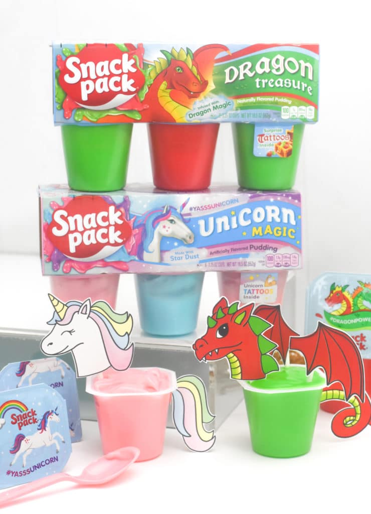 Unicorn & Dragon Snack Pack Free Printables by Pineapple Paper Co.