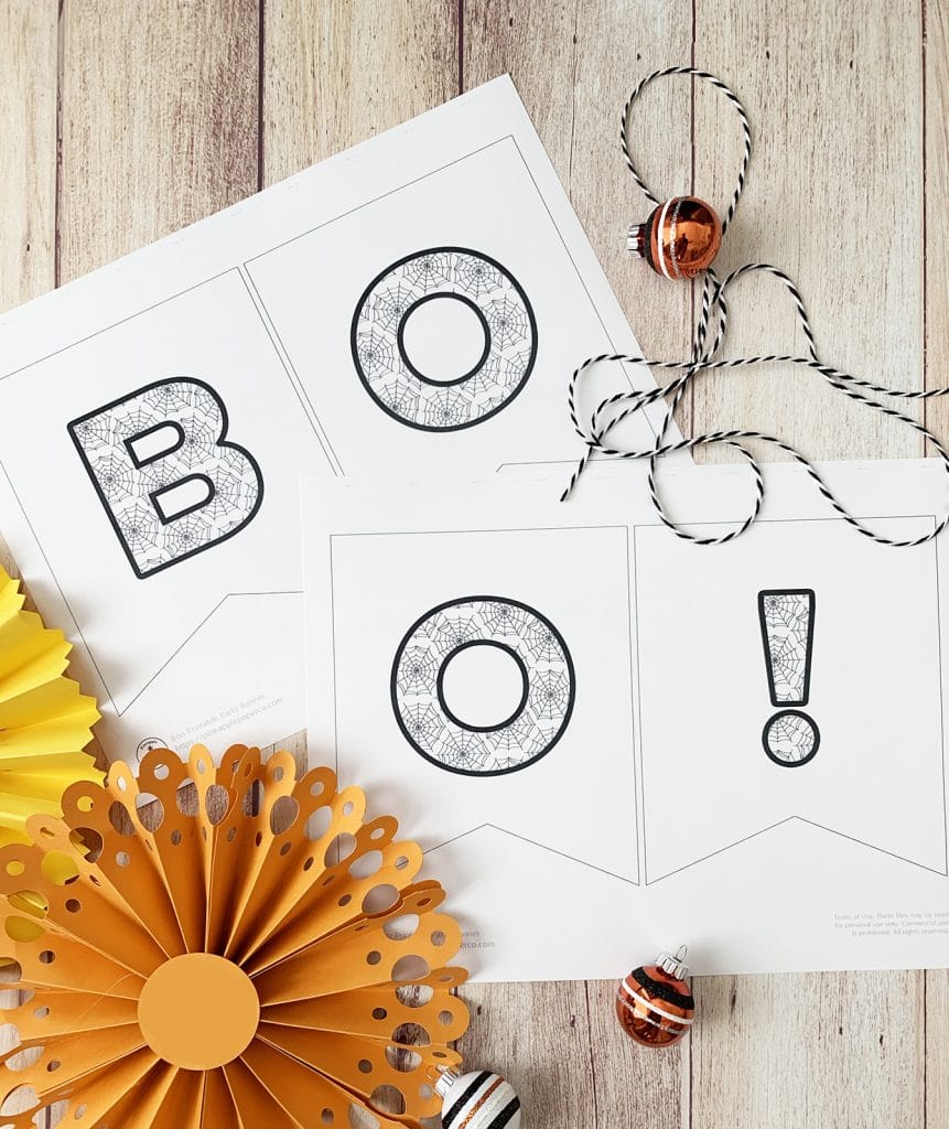 Free Printable Halloween Banner DIY by Pineapple Paper Co.