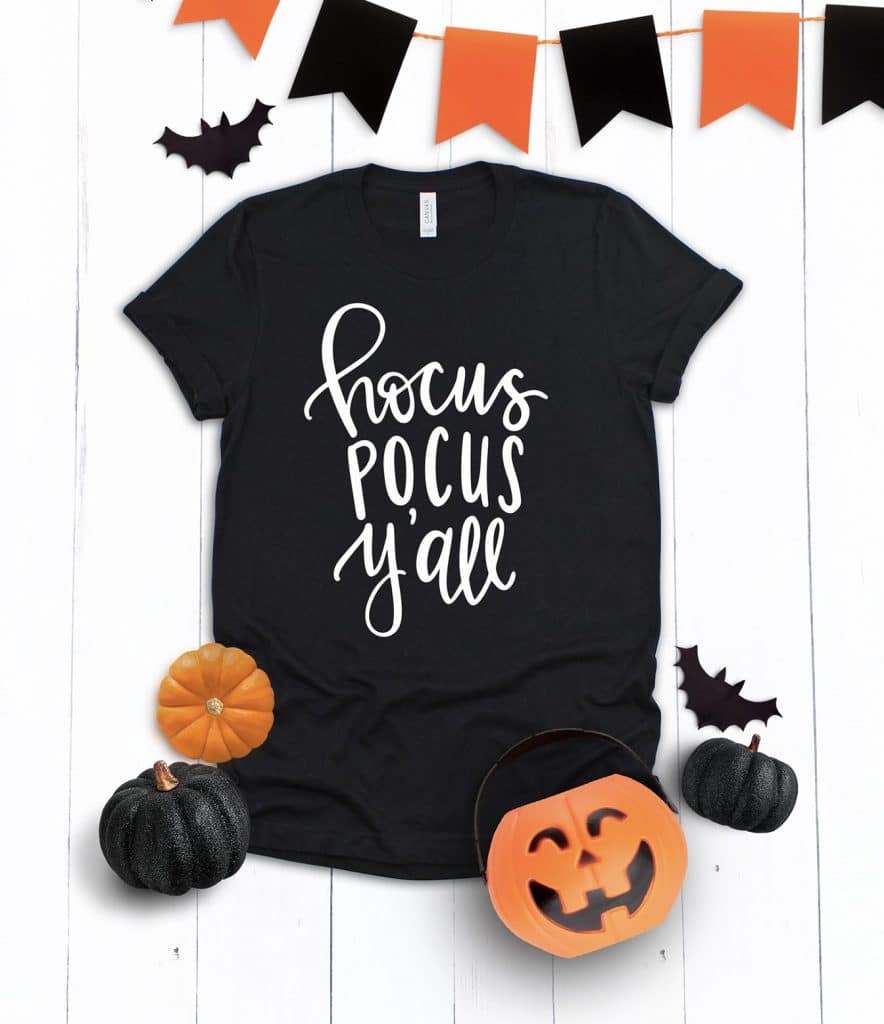 Make a Hocus Pocus T Shirt with a Free Hocus Pocus Y'all SVG by Pineapple Paper Co.