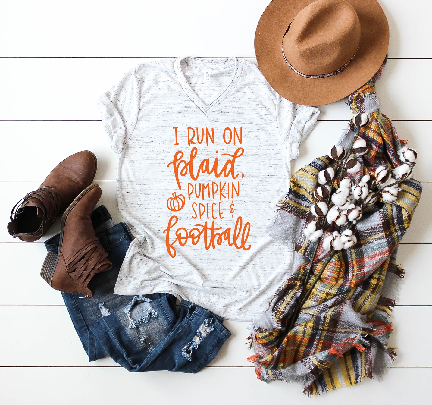 Free Fall SVG Design - I Run on Plaid, Pumpkin Spice, Football - Pineapple Paper Co.
