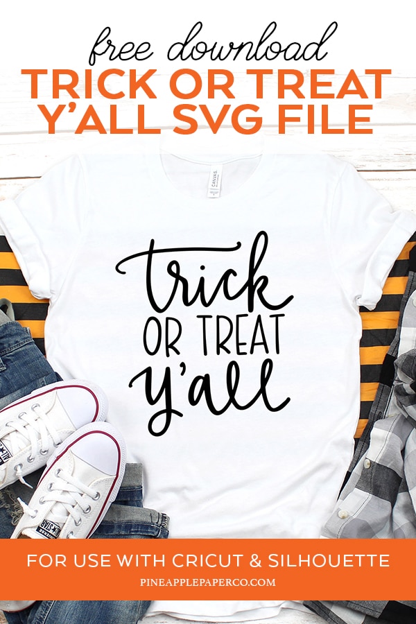 Free Halloween Trick or Treat Y'all SVG Cut File for Cricut and Silhouette by Pineapple Paper Co.