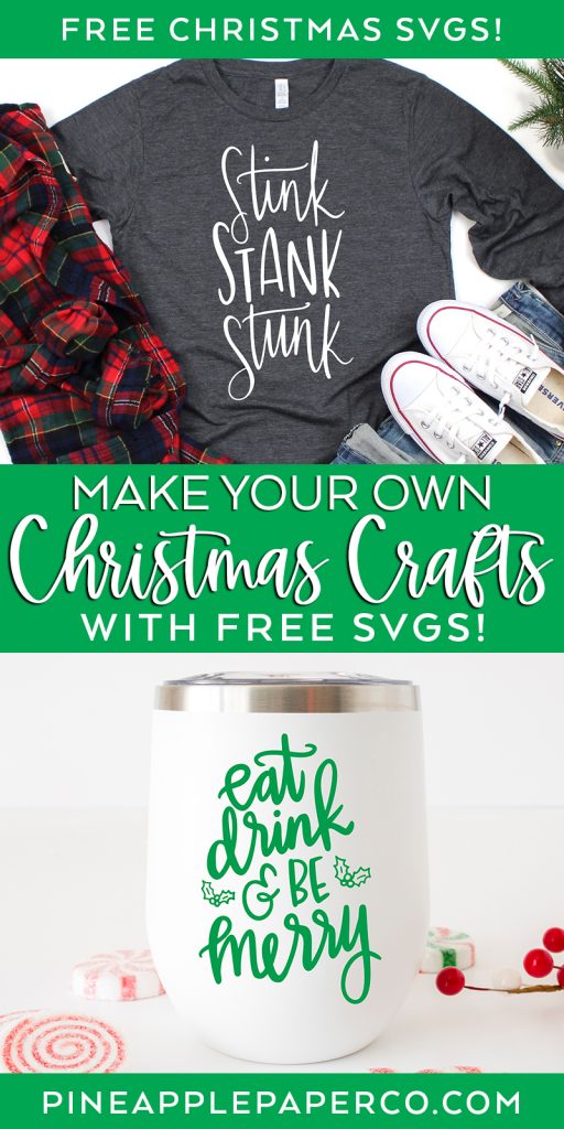 Free Christmas SVG Files with Grinch Shirt and DIY Wine Glass
