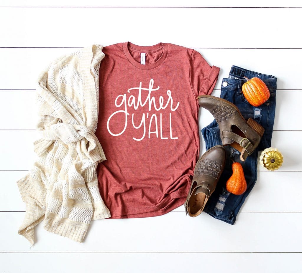 Free Gather Y'all Thanksgiving SVG File to Make a DIY Gather Sign or Shirt by Pineapple Paper Co.