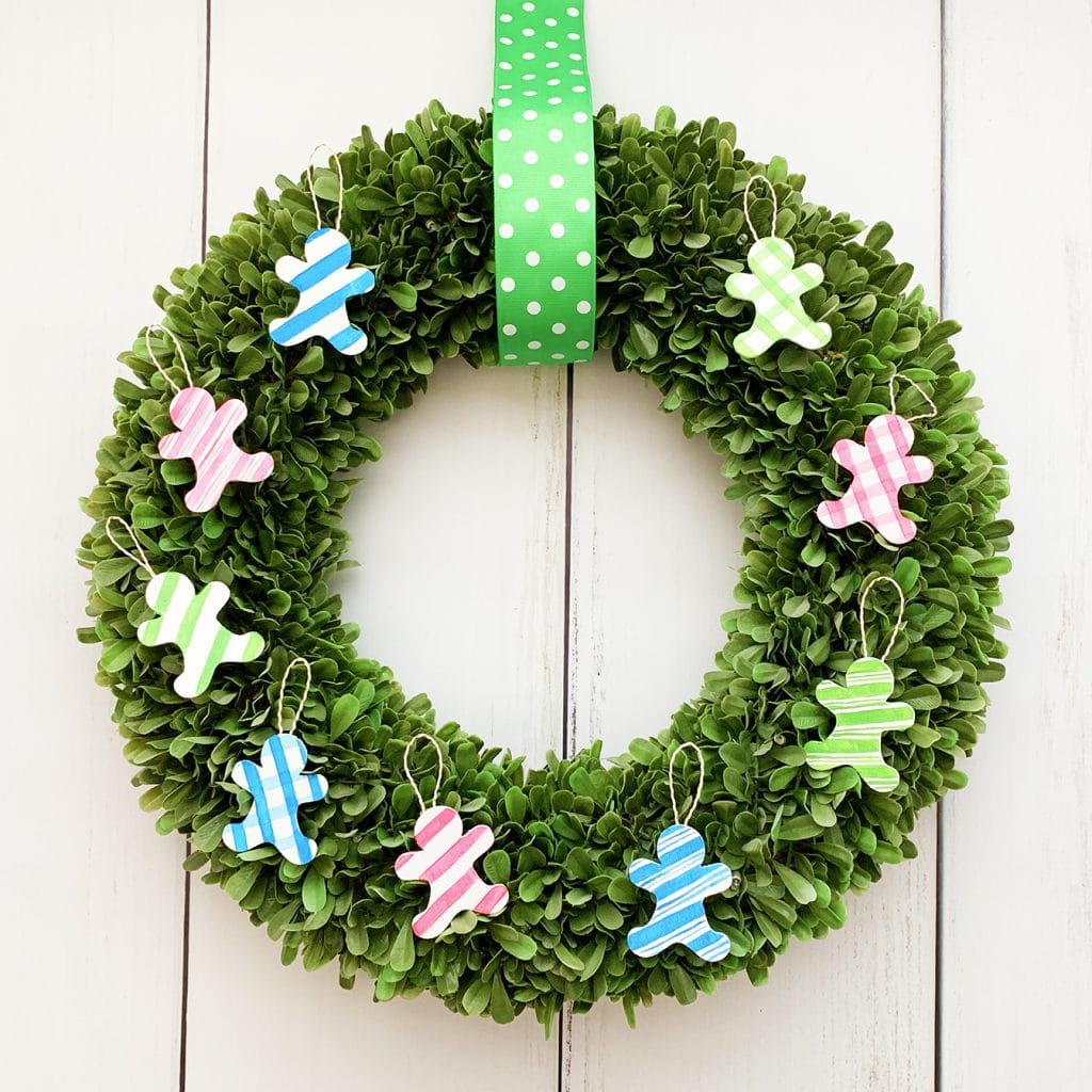 DIY Gingerbread Ornaments cut out of wood with the Cricut Maker by Pineapple Paper Co.
