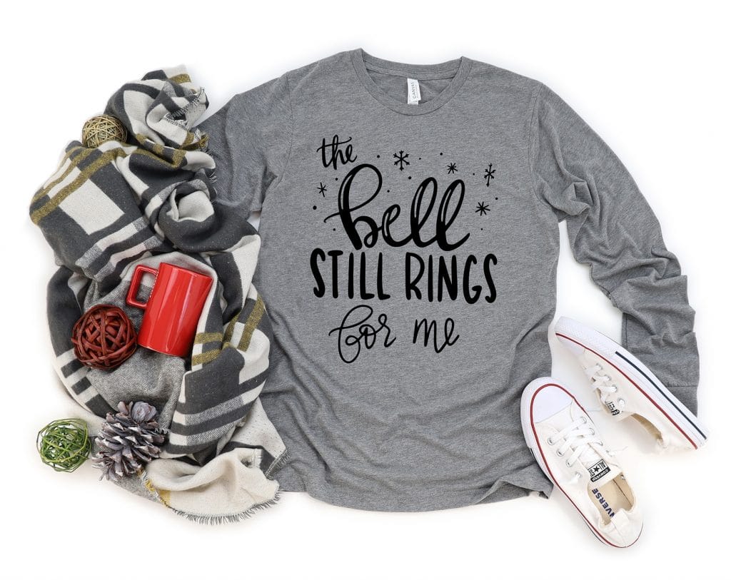 The Bell Still Rings for Me Free SVG to make Polar Express Shirt or Ornament by Pineapple Paper Co.
