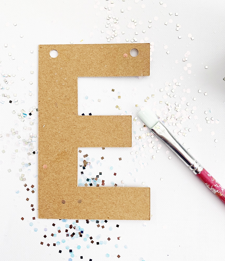 DIY Glitter Letter Christmas Ornament Quick and Easy Craft by Pineapple Paper Co.