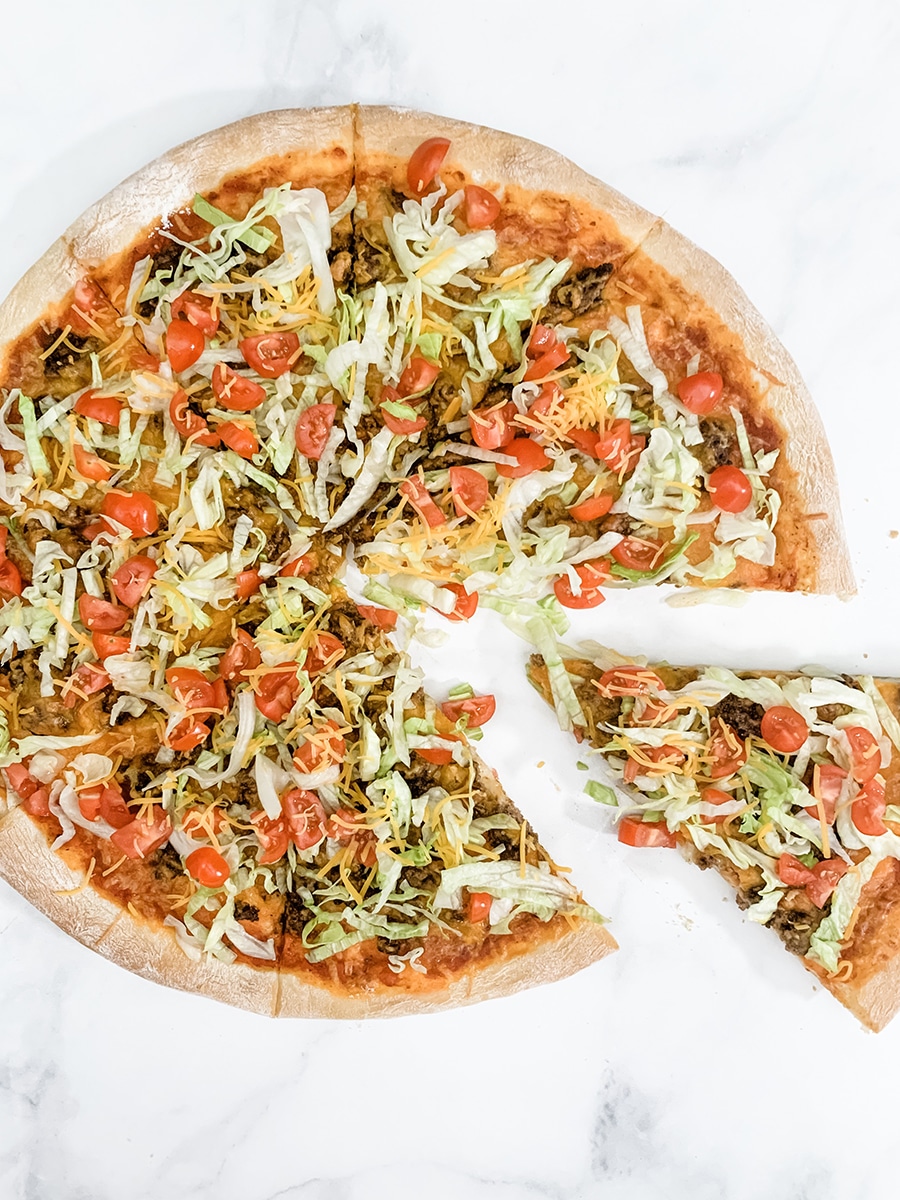Easy Homemade Taco Pizza with Homemade Pizza Crust by Pineapple Paper Co.
