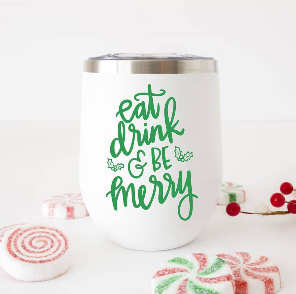 Eat Drink and Be Merry Hand Lettered SVG for Signs, Glasses, Tumblers, and Plates by Pineapple Paper Co.