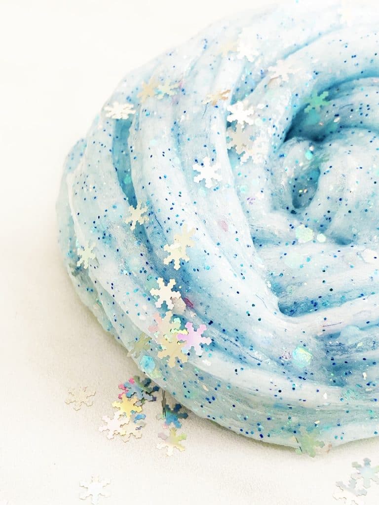 Frozen Inspired Glitter Slime Recipe for Frozen Birthday Parties and Favors by Pineapple Paper Co.