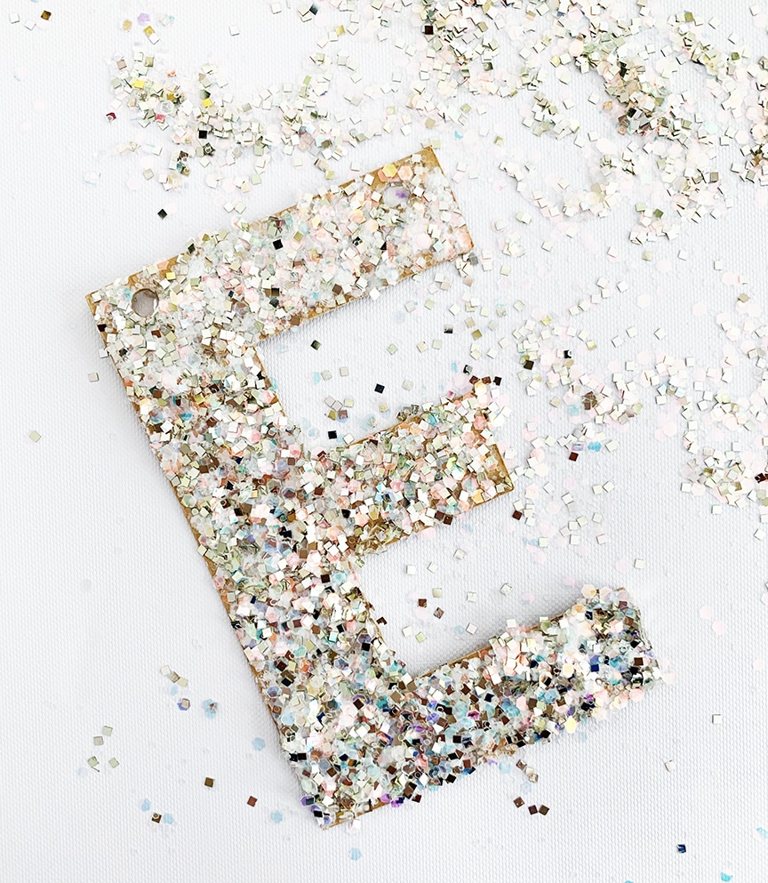 DIY Glitter Letter Christmas Ornament Quick and Easy Craft by Pineapple Paper Co.