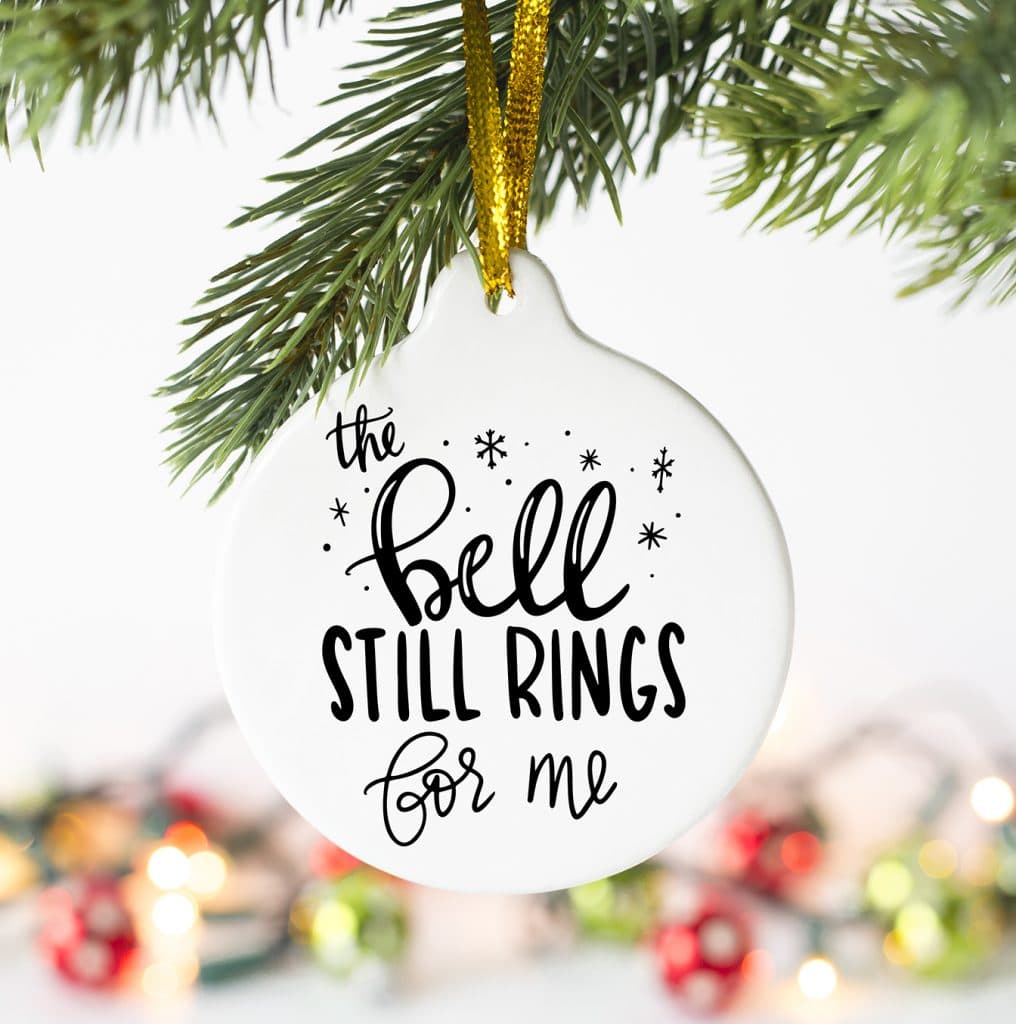 The Bell Still Rings for Me Free SVG to make Polar Express Shirt or Ornament by Pineapple Paper Co.