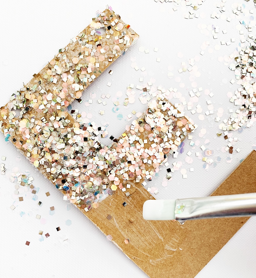 DIY Glitter Letter Christmas Ornament Quick and Easy Craft by Pineapple Paper Co.