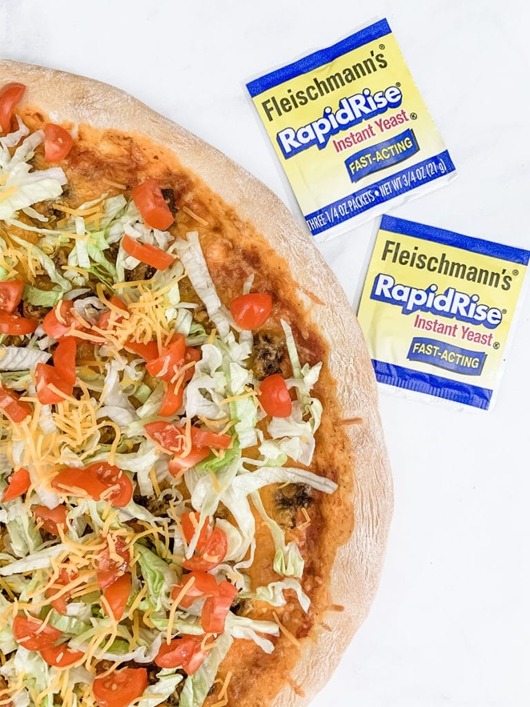 Easy Homemade Taco Pizza with Homemade Pizza Crust by Pineapple Paper Co.