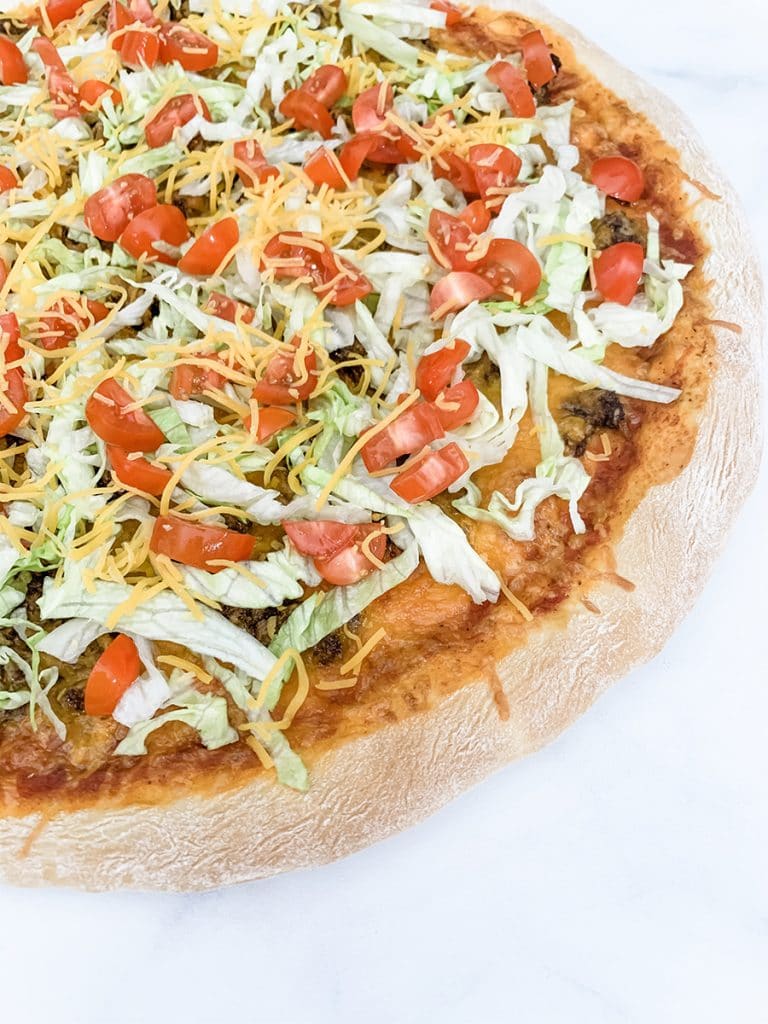 Easy Homemade Taco Pizza with Homemade Pizza Crust by Pineapple Paper Co.