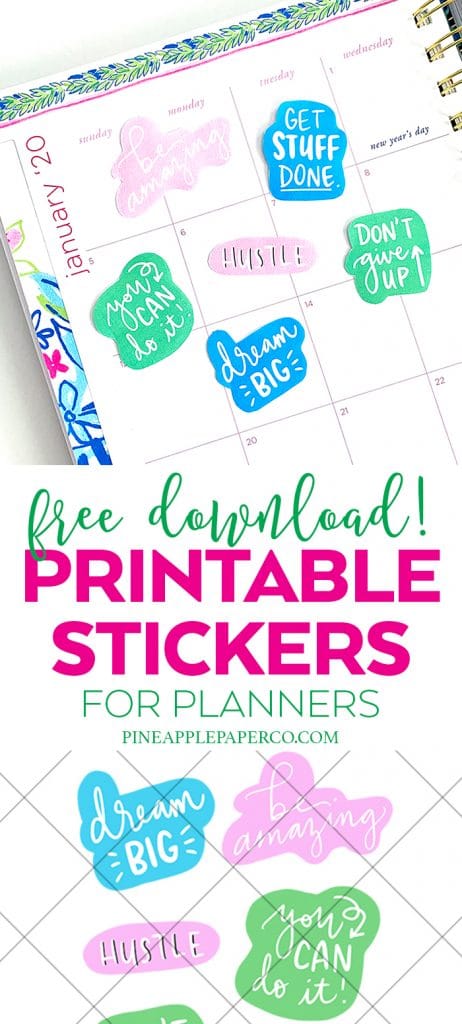 Free Motivational Printable Planner Stickers by Pineapple Paper Co.