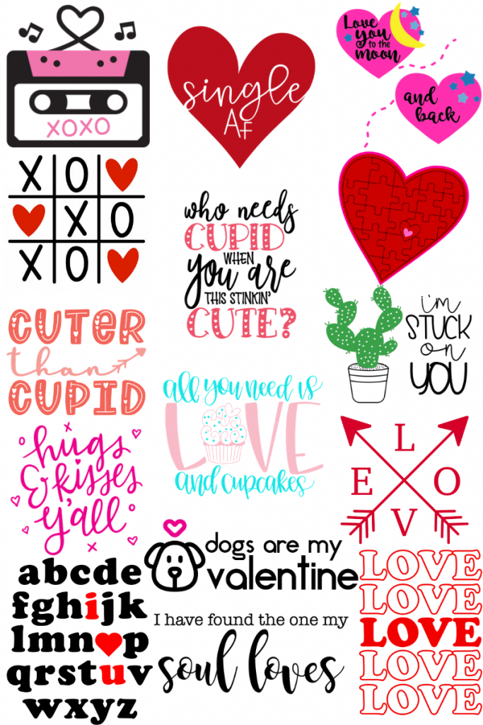 15 Valentine SVG Files for Cricut and Silhouette with Hugs & Kisses Y'all by Pineapple Paper Co.