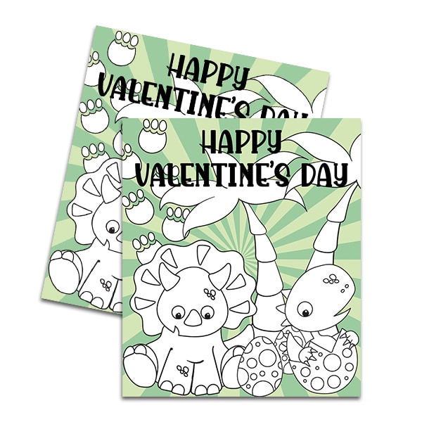 Dinosaur Printable Color Your Own Valentines by Pineapple Paper Co.