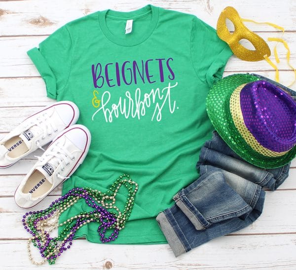 Beignets and Bourbon St. DIY Mardi Gras Shirt by Pineapple Paper Co.