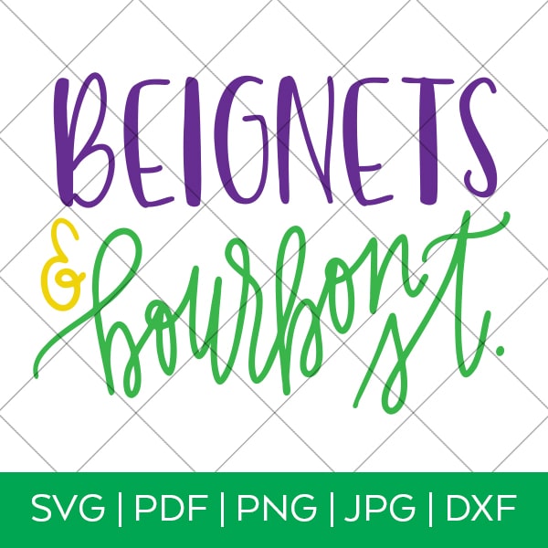 Beignets & Bourbon St. Mardi Gras SVG File by Pineapple Paper Co.