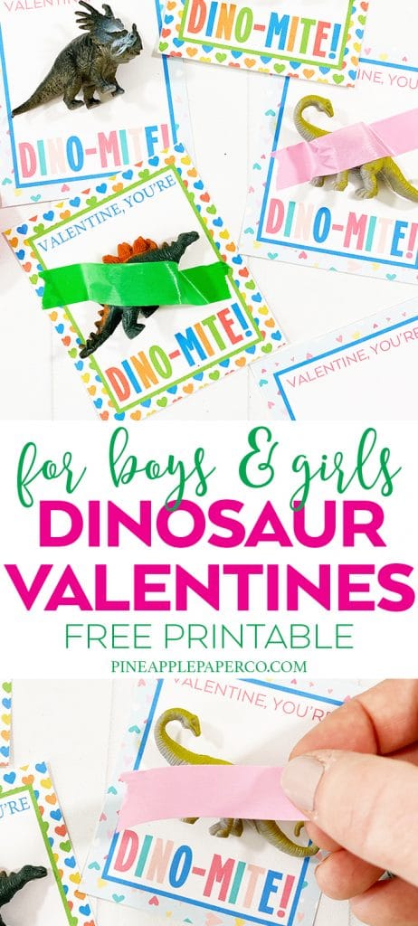 Free Printable Dinosaur Valentines for Kids by Pineapple Paper Co.