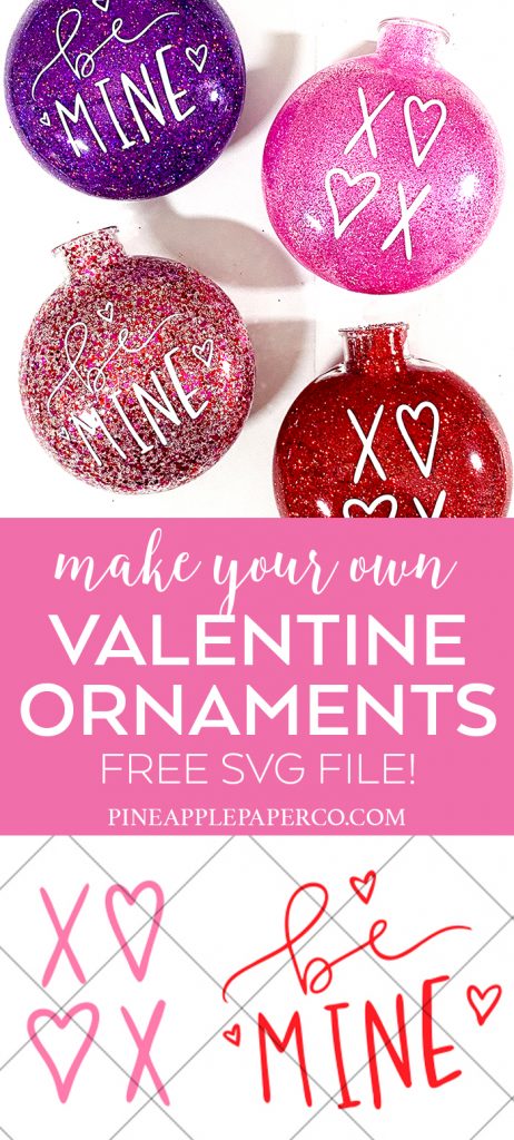 DIY Glitter Valentine Ornaments by Pineapple Paper Co.